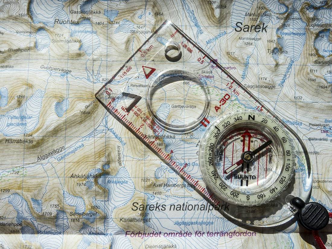 A compass on a map