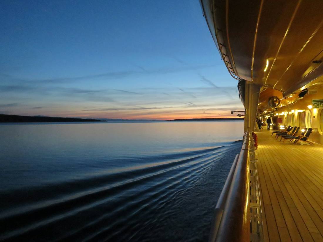 View from a cruise ship deck out to sea