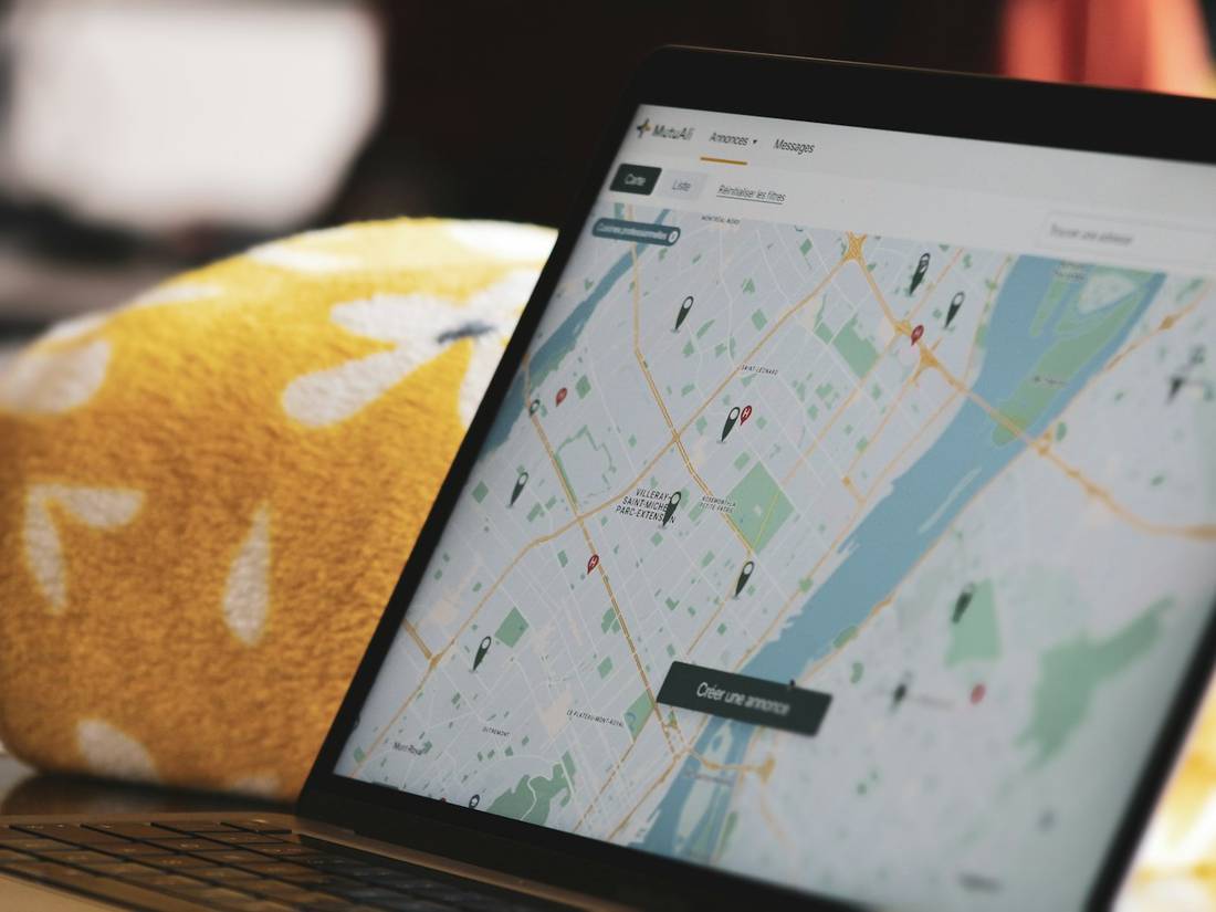 A tablet showing a map