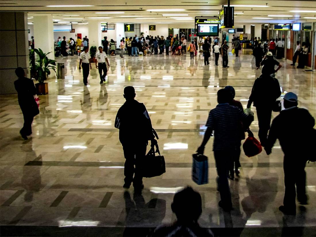 A busy airport terminal